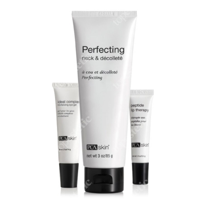 PCA Skin Inner Beauty Outer Glow ZESTAW Odżywczy krem pod oczy, Żel skóry szyi i dekoltu, Kuracja do ust 14 g, 85 ml, 6,4 g