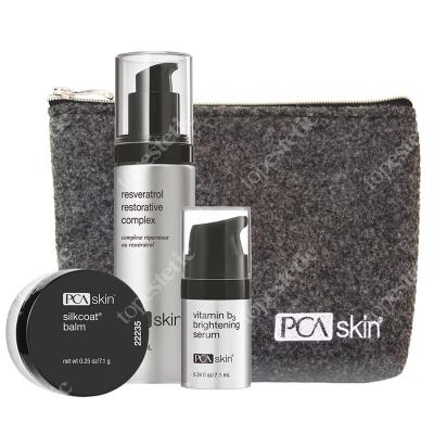 PCA Skin Resveratrol Set ZESTAW Serum antyoksydacyjne na noc 30 ml + Serum rozjaśniające przebarwienia 7 g + Balsam nawilżający 7 g