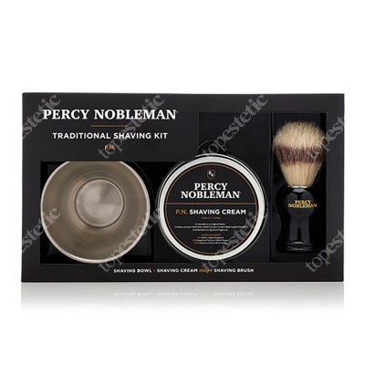 Percy Nobleman Traditional Shave Kit ZESTAW Krem do golenia 100 g+ Pędzel do golenia 1 szt. + Stalowy tygielek do rozrabiania piany 1 szt.