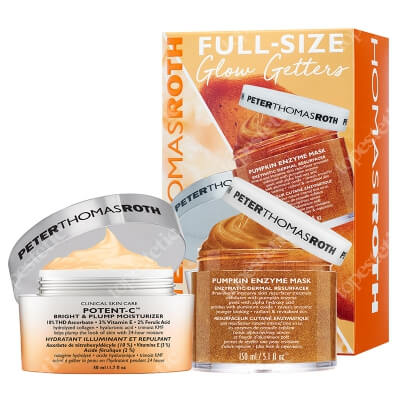 Peter Thomas Roth Glow Getters ZESTAW Enzymatyczna dyniowa maseczka złuszczająca 150 ml + Nawilżający krem rozjaśniająco-ujędrniający 50 ml