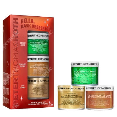 Peter Thomas Roth Hello Mask Obsession ZESTAW 24-karatowa złota maska 50 ml + Enzymatyczna dyniowa maseczka 50 ml + Maseczka silnie nawilżająca 50 ml