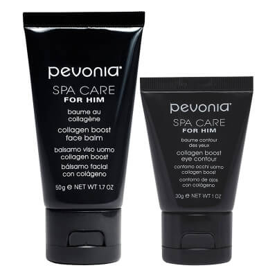 Pevonia Collagen Care for Men ZESTAW Krem kolagenowy wygładzający kontur oka dla mężczyzn 30 ml + Balsam kolagenowy do twarzy dla mężczyzn 50 ml