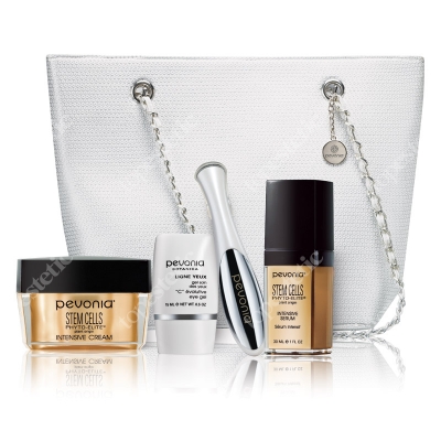 Pevonia Stem Cells Phyto-Elite Holiday Youth Activation Zestaw serum 30 ml, krem 50 ml, żel 15 ml, torba z cekinami