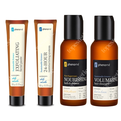 Phenome Mini SPA Dla Twarzy i Ciała Vol 2 2019 ZESTAW Krem nawilżający 10 ml + Peeling w postaci pasty 10 ml + Szampon 50 ml + Cukrowy żel do mycia 50 ml