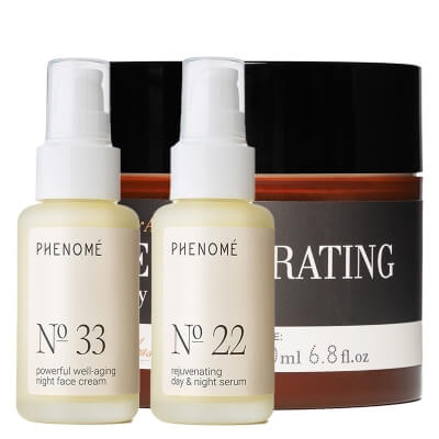 Phenome Night Care ZESTAW Regenerujące serum 50 ml + Intensywnie odmładzający krem na noc 50 ml + Regenerujące masło do ciała 200 ml GRATIS
