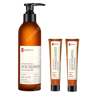 Phenome Odżywienie I Regeneracja 2019 ZESTAW Maska do twarzy 10 ml + Przeciwzmarszczkowy krem 10 ml + Mleczko do demakijażu 200 ml