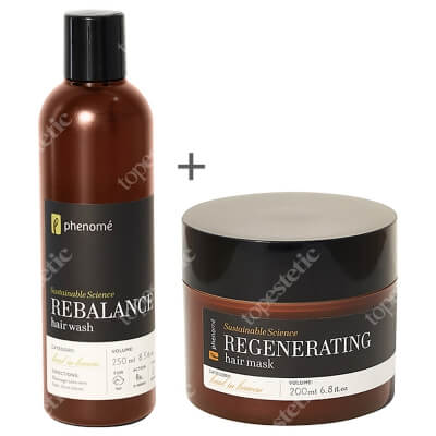Phenome Rebalance Hair Wash + Regenerating Hair Mask ZESTAW Szampon do codziennej pielęgnacji 250 ml + Regenerująca maska do włosów suchych 200 ml
