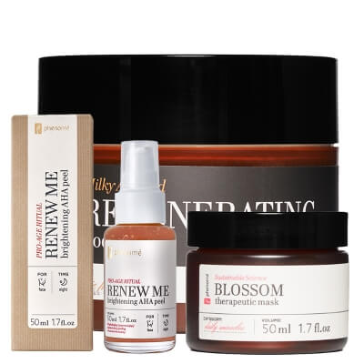 Phenome Regenerating Set ZESTAW Peeling odmładzający 50 ml + Maska do twarzy z płatkami róż 50 ml + Regenerujące masło do ciała 200 ml GRATIS