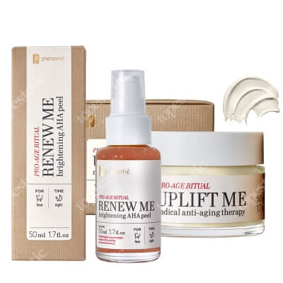 Phenome Renew Me + Uplift Me ZESTAW Peeling na bazie kwasów AHA 50 ml + Liftingujący krem do twarzy na noc i na dzień 50 ml