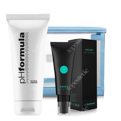 pHformula EXFO Cleanse + POINT Age Reverse ZESTAW Emulsja oczyszczająca 200 ml + Krem peptydowy redukujący oznaki starzenia 50 ml + Kosmetyczka 1 szt