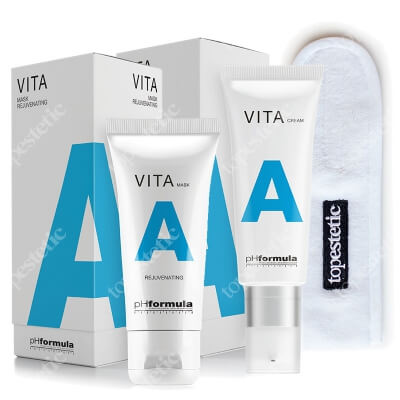 phFormula VITA A Cream 24h + VITA A Mask + Opaska Topestetic ZESTAW 24-godzinny krem nawilżający, stymulująco-ujędrniający 50 ml + Maska z witamina A 50 ml + Biała opaska kosm. 1 szt