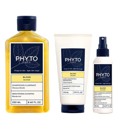 Phyto Blond Brightening Set ZESTAW Szampon rozświetlający 250 ml + Odżywka zwiększająca połysk 175 ml + Spray rozjaśniający nadający refleksy 150 ml