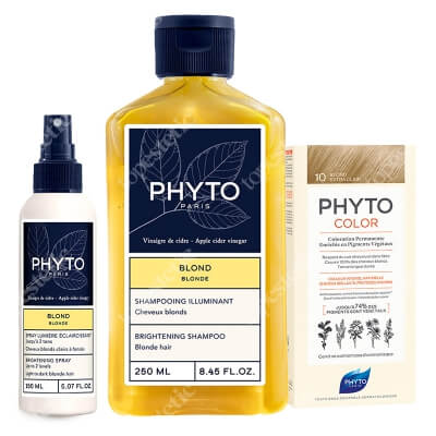 Phyto Blond Hair Set ZESTAW Farba do włosów - ekstra jasny blond 50+50+12 + Szampon rozświetlający 250 ml + Spray rozjaśniający 150 ml