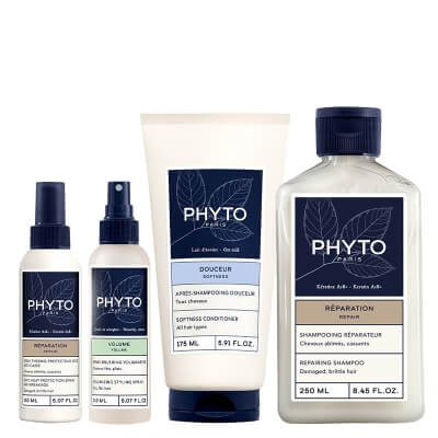Phyto Hair Set ZESTAW Szampon 250 ml + Spray termoochronny 150 ml + Odżywka 175 ml + Spray zwiększający objętość 150 ml