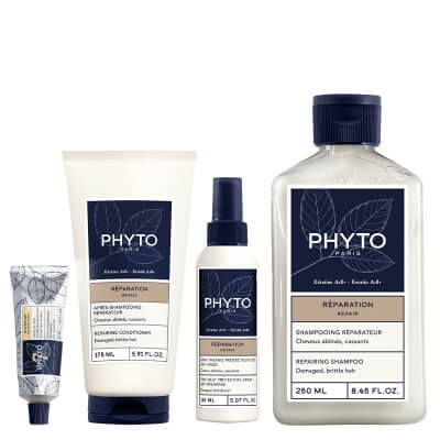 Phyto Mega Repair Hair ZESTAW Szampon odbudowujący 250 ml + Odżywka do włosów 175 ml + Spray termoochronny 150 ml + Krem nawilżający do włosów 50 ml