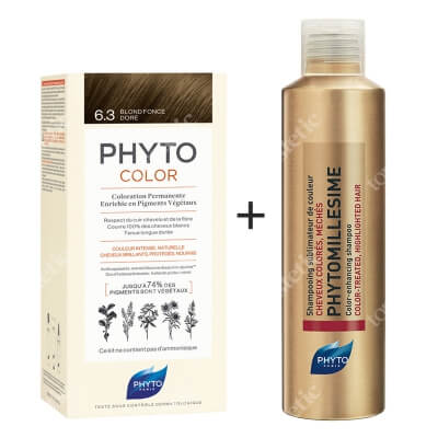 Phyto PhytoColor 6,3 Blond Fonce Dore & Phytomillesime Shampoo ZESTAW Farba do włosów - ciemny złoty blond 50+50+12 + Szampon upiększający kolor 200 ml