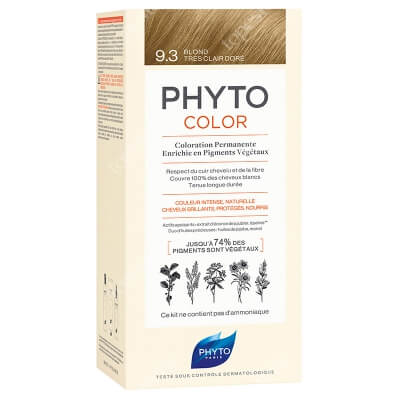 Phyto PhytoColor 9,3 Blond Tres Clair Dore Farba do włosów - kolor bardzo jasny złoty blond 50+50+12
