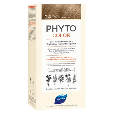 Phyto PhytoColor Farba do włosów - bardzo jasny beżowy blond (9.8 Blond Tres Clair Beige) 50+50+12