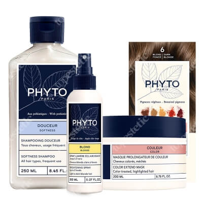 Phyto PhytoColor Blond Hair ZESTAW Farba do włosów - ciemny blond 50+50+12 + Szampon 250 ml + Maska 200 ml + Spray nadający refleksy 150 ml