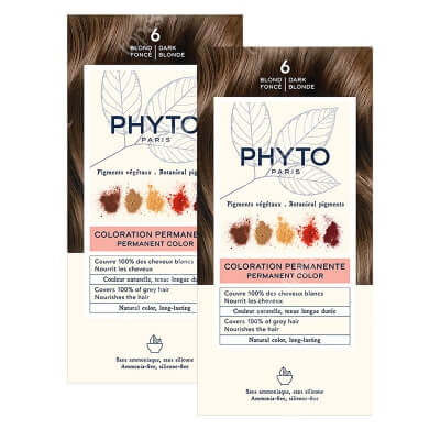Phyto PhytoColor x 2 ZESTAW Farba do włosów - ciemny blond (6 Blond Fonce) 50+50+12 x 2