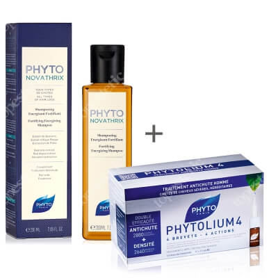 Phyto Phytolium + Phytonovatrix Shampoo ZESTAW Ampułki przeciw wypadaniu włosów typu męskiego 12x3,5 ml + Wzmacniający szampon 200 ml