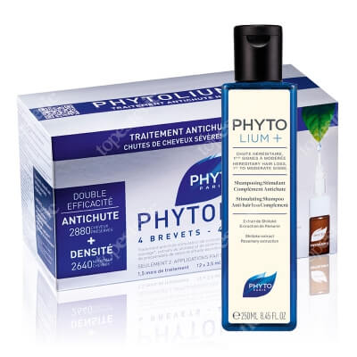 Phyto Phytolium Set ZESTAW Ampułki przeciw wypadaniu włosów typu męskiego 12x3,5 ml + Szampon stymulujący kurację 250 ml