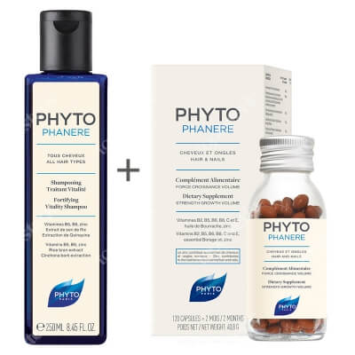 Phyto Phytophanere Set ZESTAW Szampon wzmacniający 250 ml + Kapsułki na włosy i paznokcie 120 szt.