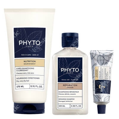 Phyto Repairing And Nourishing Your Hair ZESTAW Szampon odbudowujący 100 ml + Regenerująca odżywka do włosów 175 ml + Krem nawilżający do włosów 50 ml