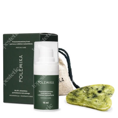 Polemika Matcha Care + Jadeit ZESTAW Przeciwstarzeniowy krem pod oczy z efektem rozświetlenia 15 ml + Płytka jadeitowa 1 szt.