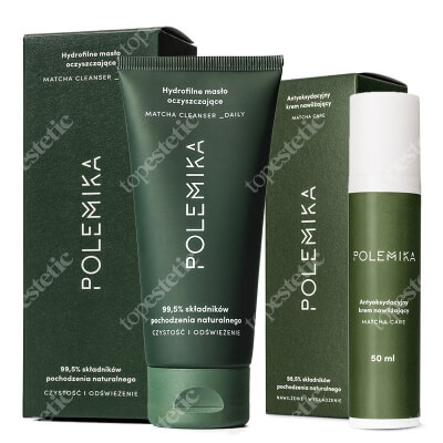 Polemika Matcha Care + Matcha Cleanser ZESTAW Antyoksydacyjny krem nawilżający 50 ml + Hydrofilne masło oczyszczające 100 ml