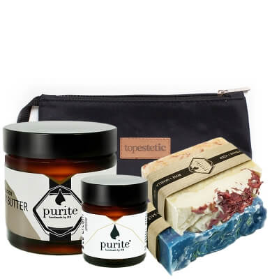 Purite Body Care Set ZESTAW Mydło - Sól z Morza Martwego 100 g + Mydło - Róża 100 g + Dezodorant 30 ml + Masło 120 ml + Kosmetyczka 1 szt