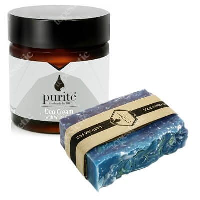 Purite Dead Sea Salt Soap + Cream Deodorant with White French Clay ZESTAW Mydło Sól z morza martwego 100 g + Dezodorant w kremie 60 ml