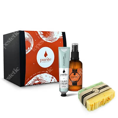 Purite Gift Set Safe Hands ZESTAW Płyn do dezynfekcji 50 ml + Krem 50 g + Mydło 100 g + Eliksir 10 ml