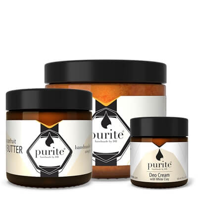 Purite Tangerine + White French Clay ZESTAW Peeling 250 ml + Masło 120 ml + Dezodorant 60 ml