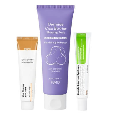 Purito All Day Face Care ZESTAW Krem BB (27 Sand Beige) 30 ml + Krem na noc 80 ml + Krem pod oczy 30 ml