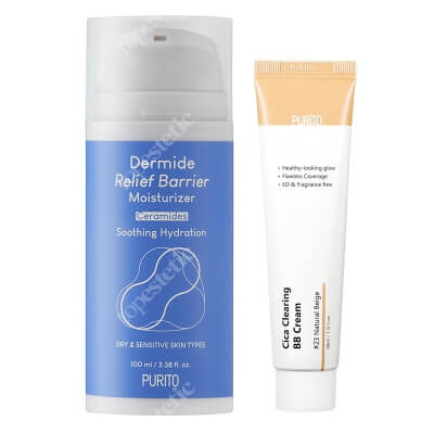 Purito Barrier Moisturizer + BB Cream ZESTAW Odbudowujący krem z ceramidami 100 ml + Krem BB cica (23 Natural Beige) 30 ml