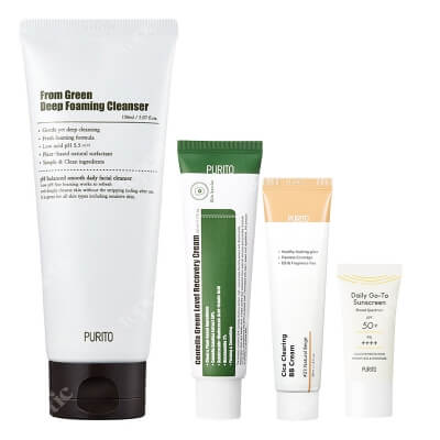 Purito Basic Set ZESTAW Krem SPF50 15 ml + Krem BB cica (23 Natural Beige) 30 ml + Regenerujący krem 50 ml + Pianka oczyszczająca 150 ml