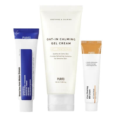 Purito BB Cream + Deep Sea Cream + Calming Gel Cream ZESTAW Krem BB (27 Sand Beige) 30 ml + Krem 50 ml + Żel - krem 100 ml