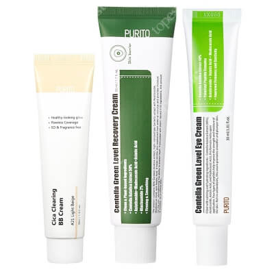 Purito Bestseller Set ZESTAW Krem BB cica (21 Light Beige) 30 ml + Krem pod oczy 30 ml + Regenerujący krem 50 ml