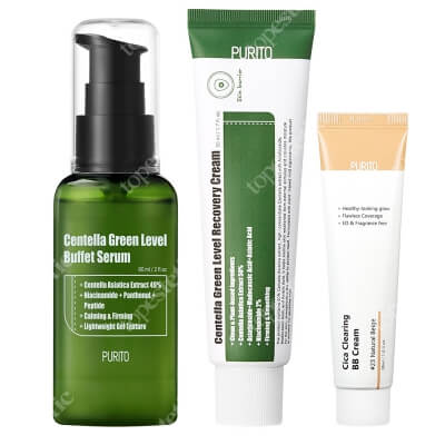 Purito Centella Green And BB Cream ZESTAW Odżywcze serum 60 ml + Regenerujący krem 50 ml + Krem BB cica (23 Natural Beige) 30 ml