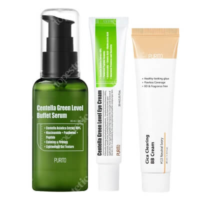 Purito Centella Green And BB ZESTAW Krem pod oczy 30 ml + Odżywcze serum 60 ml + Krem BB (13 Natural Ivory) 30 ml