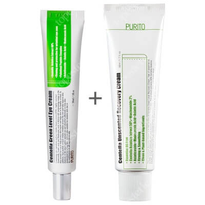 Purito Centella Green Level Eye Cream + Centella Unscented Recovery Cream ZESTAW Krem pod oczy na bazie Wąkrotki Azjatyckiej 30 ml + Regenerujący krem na bazie wąkroty azjatyckiej (bezzapachowy) 50 ml