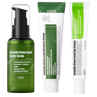 Purito Centella Green Level Set ZESTAW Serum do twarzy 60 ml + Krem do twarzy 50 ml + Krem pod oczy 30 ml