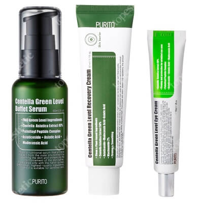 Purito Centella Green Level Set ZESTAW Serum do twarzy 60 ml + Krem do twarzy 50 ml + Krem pod oczy 30 ml