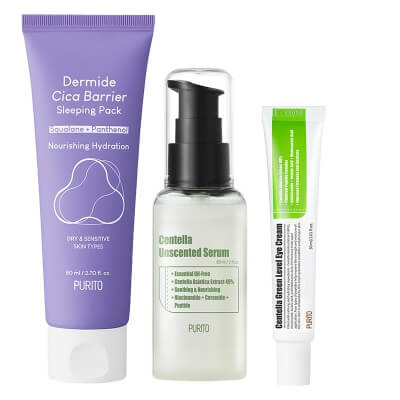 Purito Centella Green Power Set ZESTAW Serum 60 ml + Krem pod oczy 30 ml + Krem na noc 80 ml