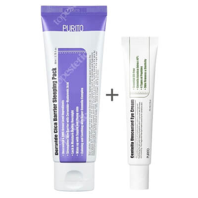 Purito Centella Unscented Eye Cream + Dermide Cica Barrier Sleeping Pack  ZESTAW Krem do pielęgnacji okolicy oczu 30 ml + Krem na noc z wyciągiem z wąkroty azjatyckiej 80 ml