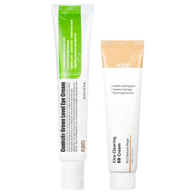 Purito Cica Clearing BB Cream + Centella Green Level Eye Cream ZESTAW Krem BB cica (23 Natural Beige) 30 ml + Krem pod oczy 30 ml