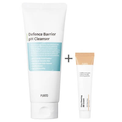 Purito Cica Clearing BB Cream + Defence Barrier PH Cleanser ZESTAW Krem BB (15 Rose Ivory) 30 ml + Żel oczyszczający o działaniu ochronnym 150 ml