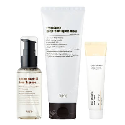 Purito Clean And Beauty ZESTAW Odżywcza esencja 60 ml + Krem BB cica (21 Light Beige) 30 ml + Pianka myjąca 150 ml