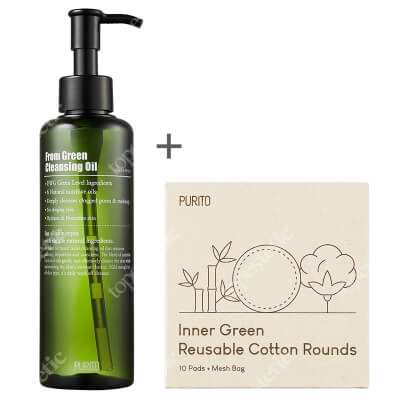 Purito Cleansing Oil + Reusable Cotton Rounds ZESTAW Olejek oczyszczający 200 ml + Wielorazowe płatki kosmetyczne 10 szt